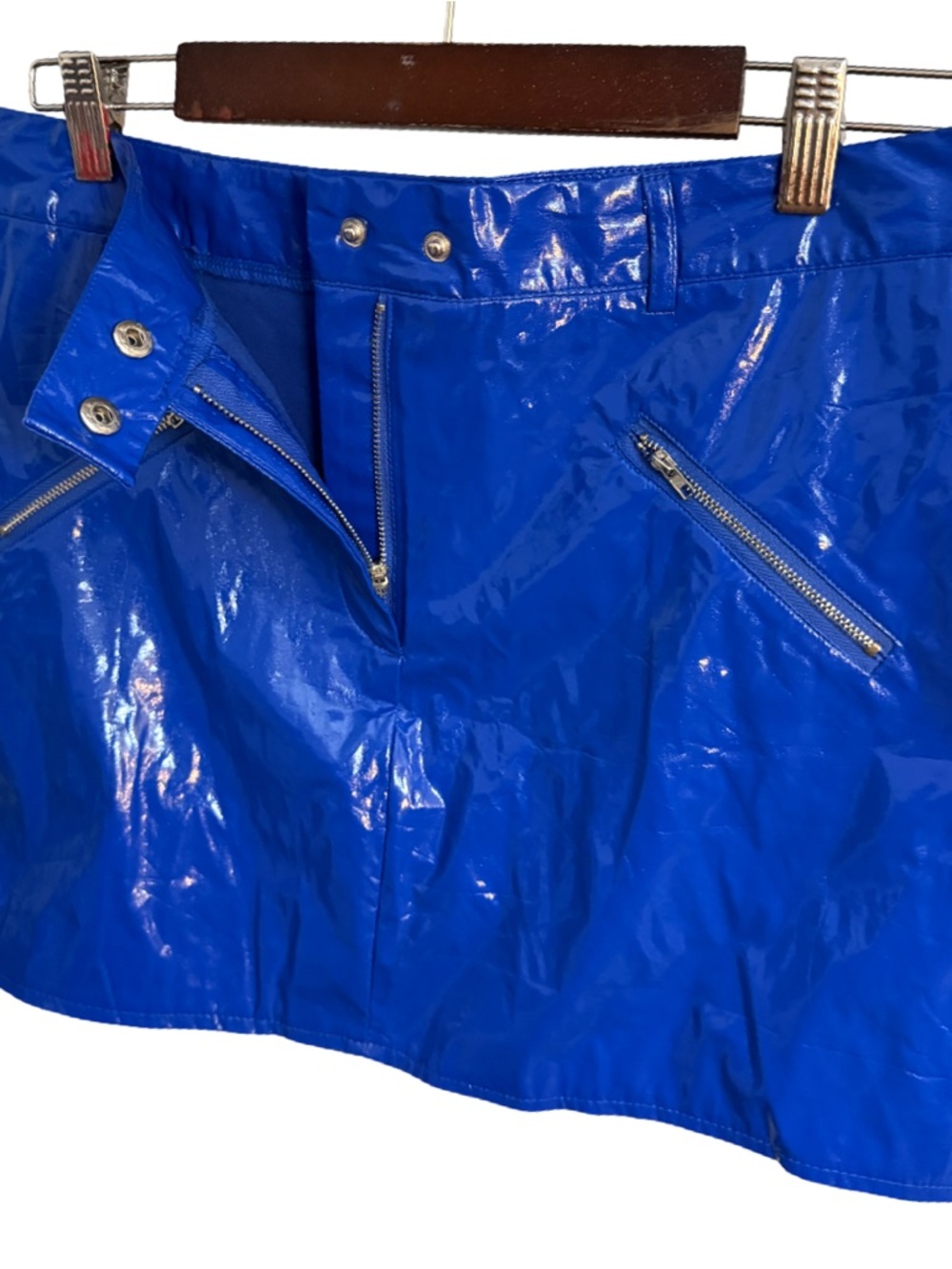 Shiny Electric Blue Vinyl Mini Skirt